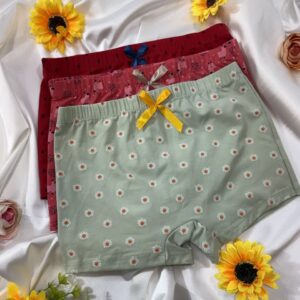 شورت زنانه نیم پا پنبه لاکرا چاپی کمر پاپیون نیکو پاتن پوش