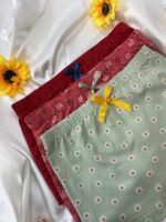 شورت زنانه نیم پا پنبه لاکرا چاپی کمر پاپیون سایز L - تصویر 2